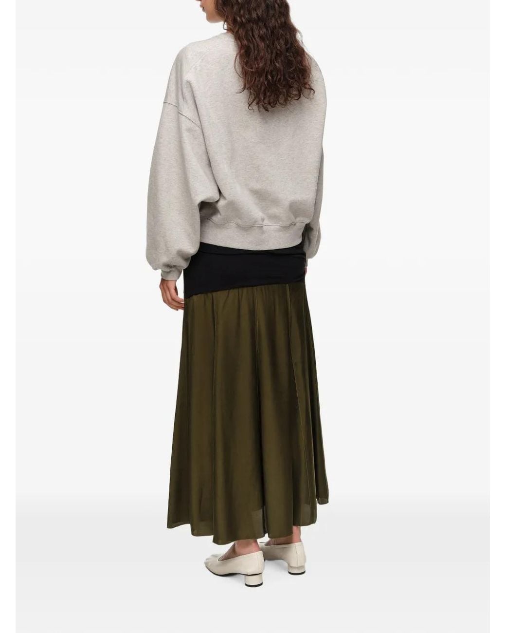 Bimba Y Lola Green Two-Tone Gathered A-Line Skirt