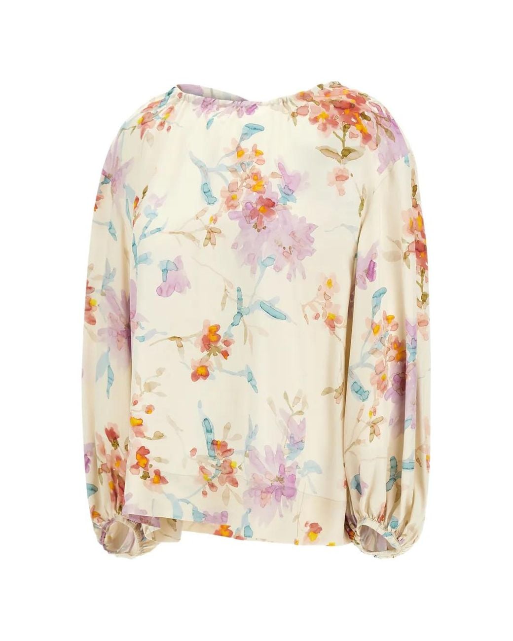 Herno White Floral-Print Blouse