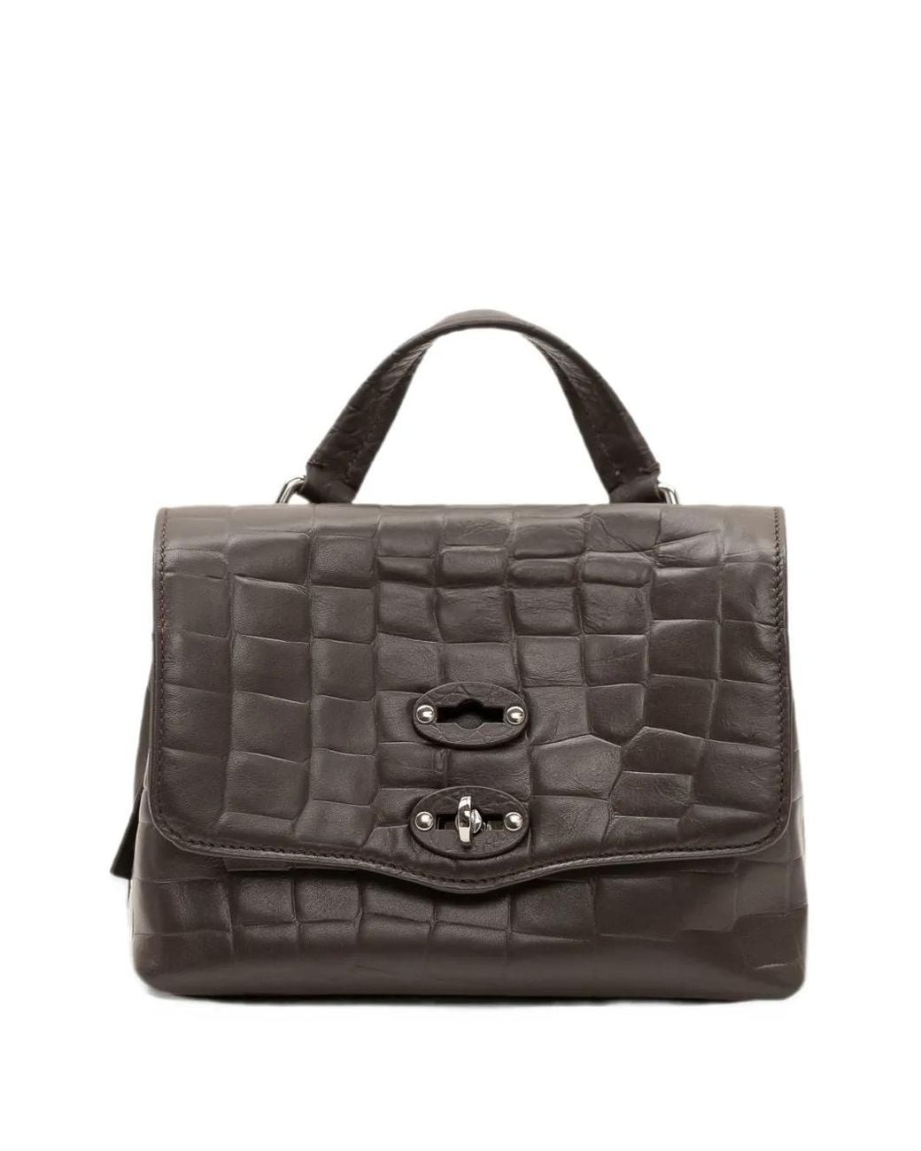 Zanellato Black M Postina Crocodile-Effect Tote Bag