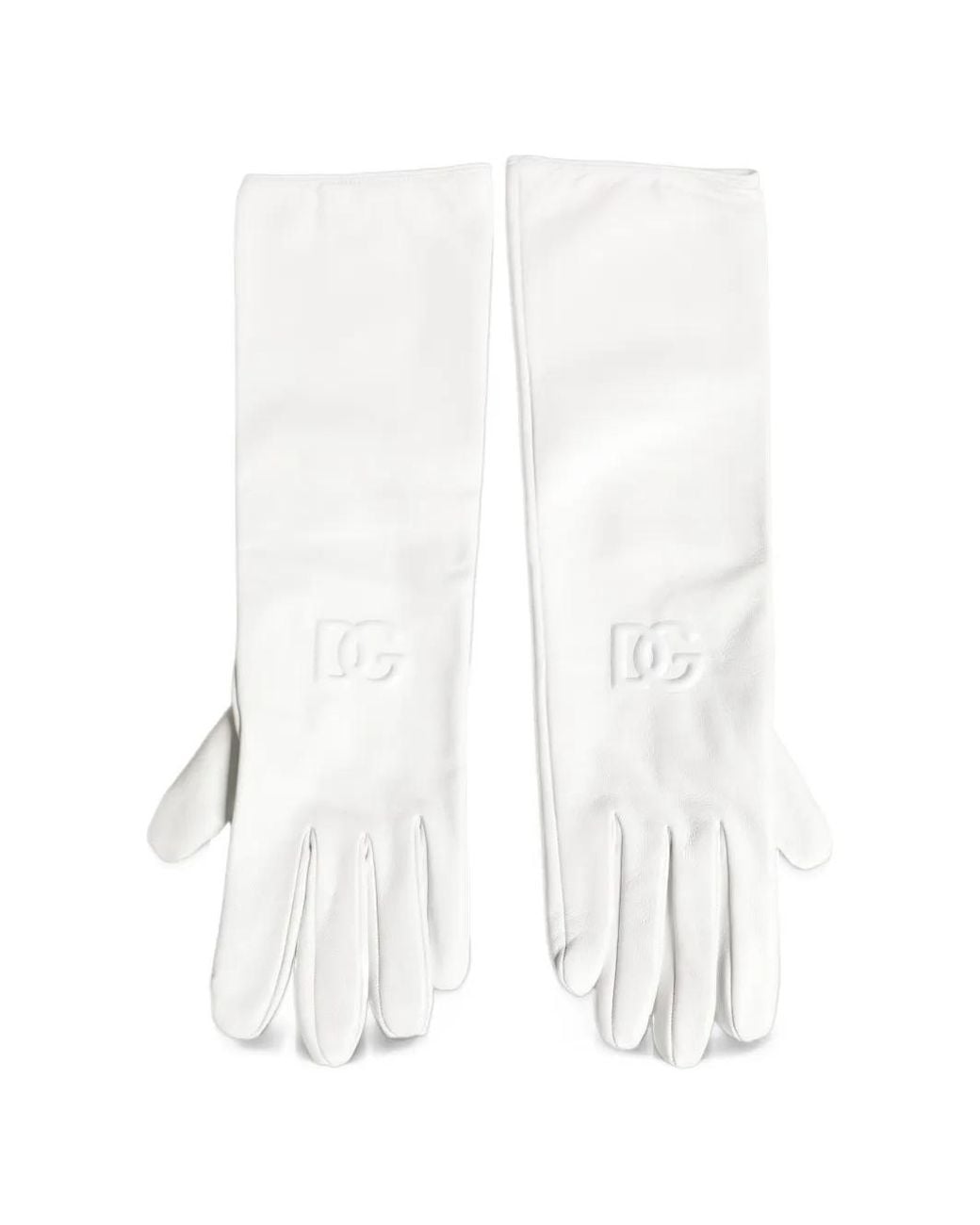 Dolce & Gabbana White Embossed Dg Logo Gloves