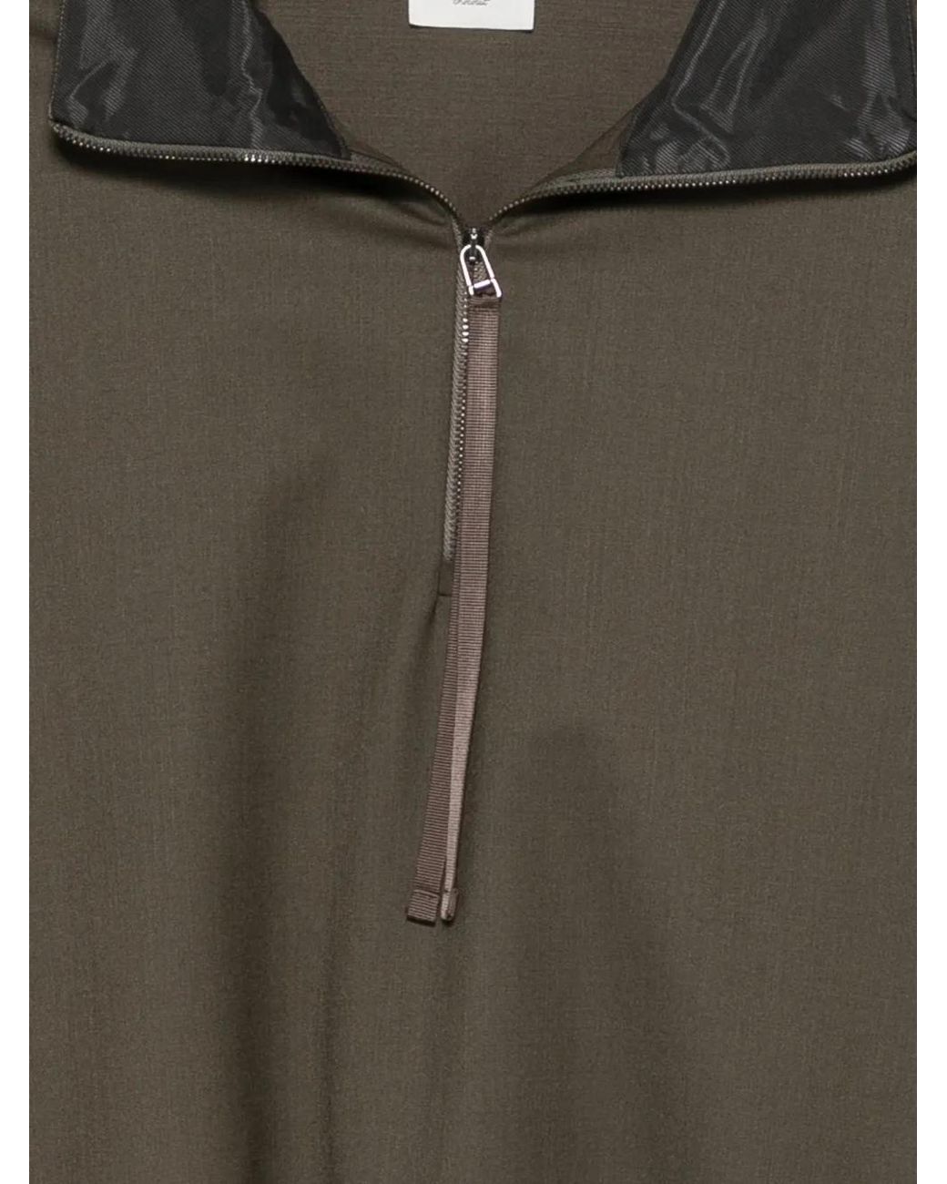 Alysi Green Half-Zip Elasticated-Hem Jacket
