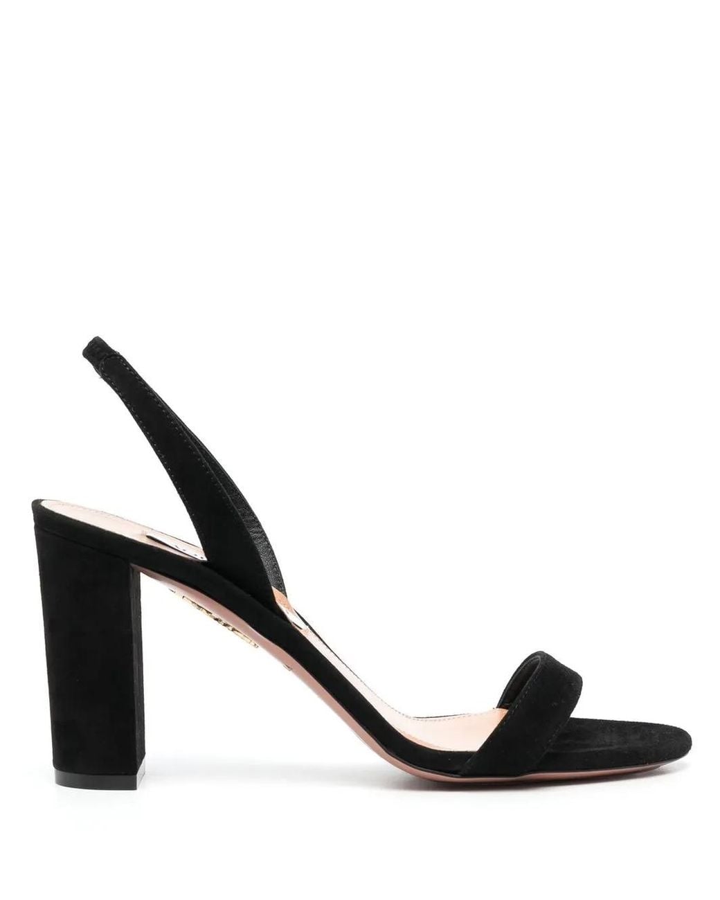 Aquazzura Black So Nude Block Sandal 85