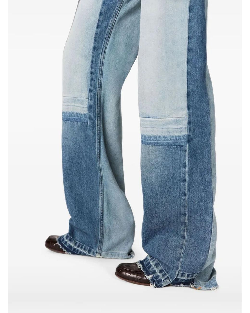 Stella McCartney Blue Patchwork Straight-Leg Jeans