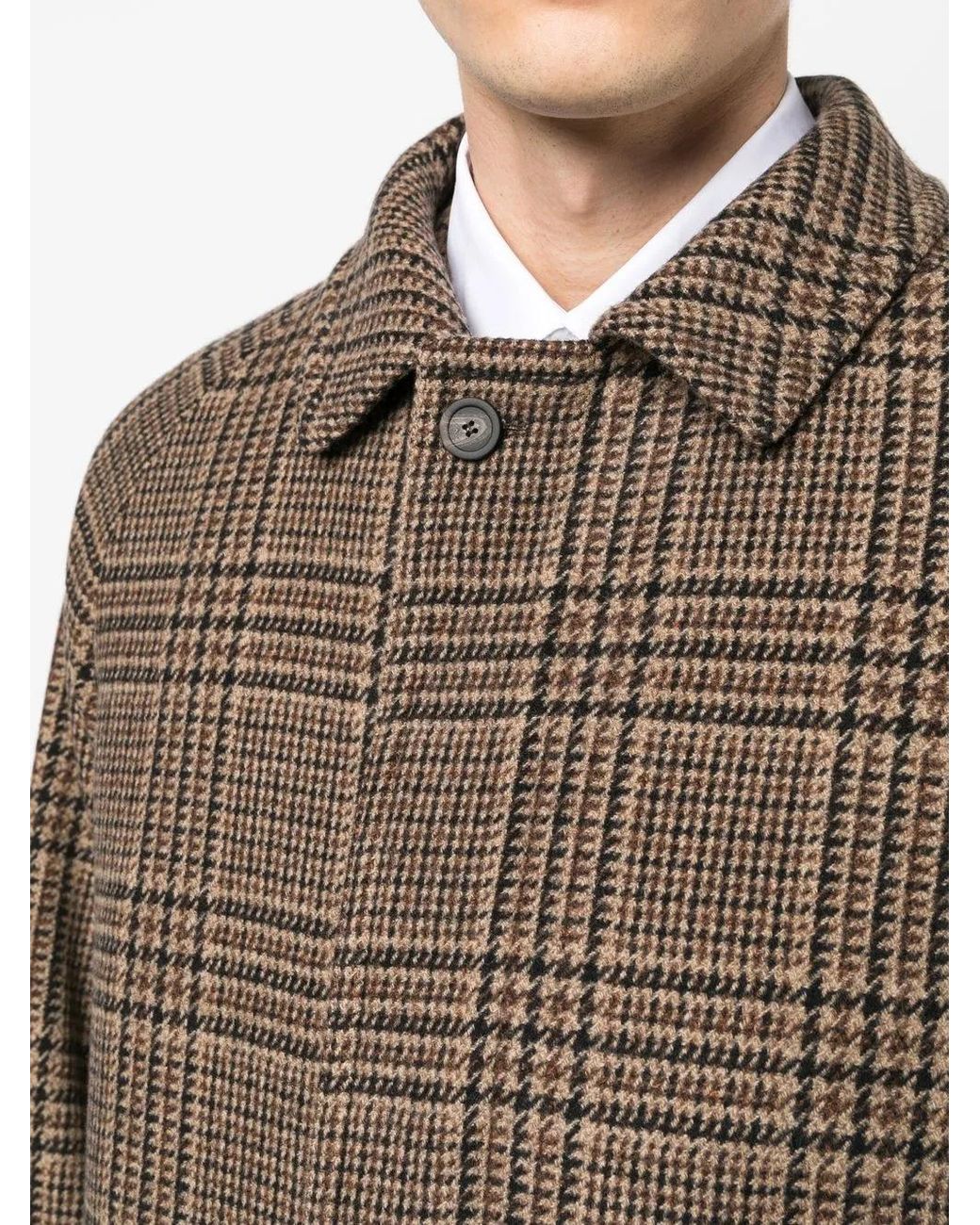 Tagliatore Brown Checked Single-Breasted Coat for men