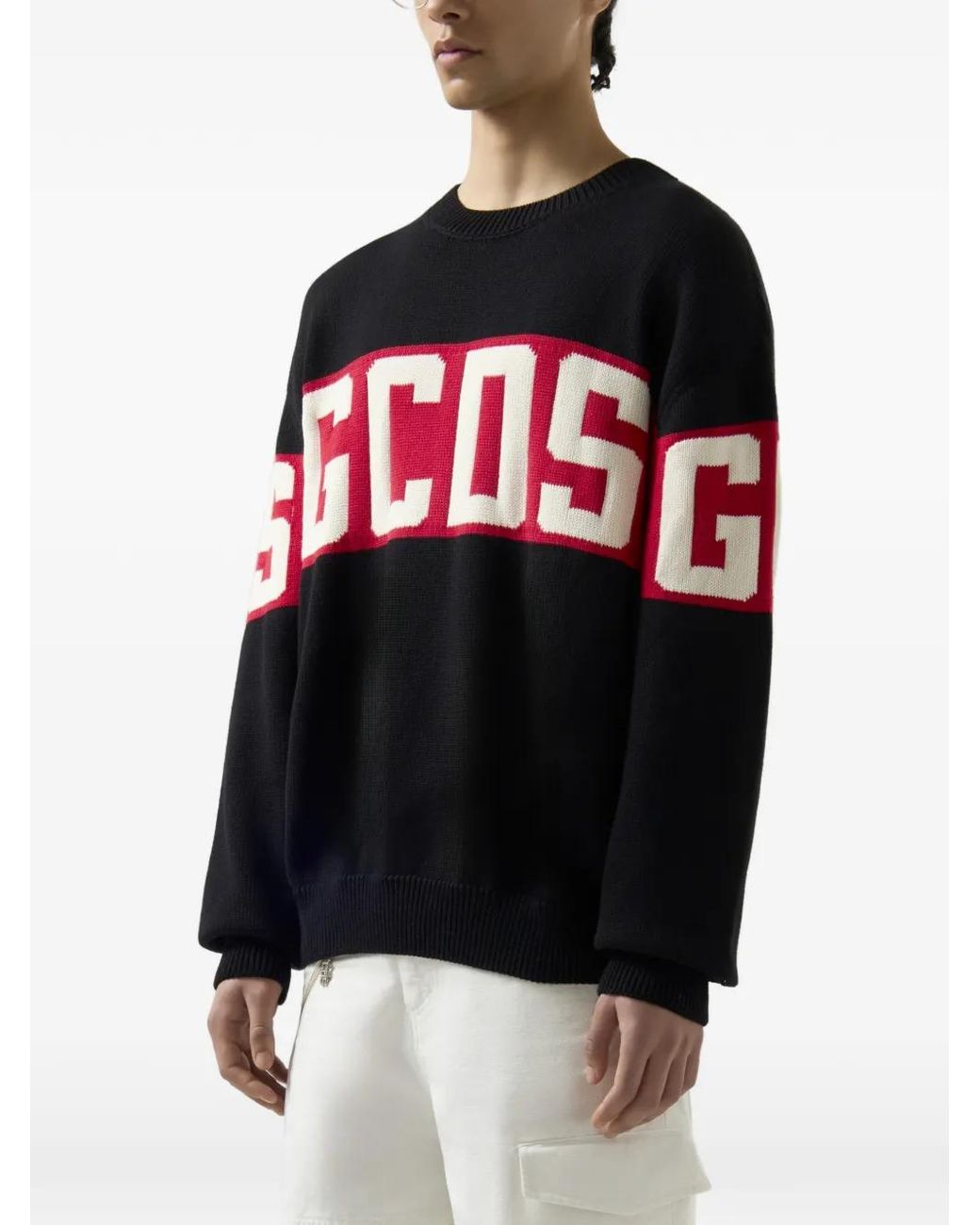 Gcds Black Band Logo Wool Sweater for men