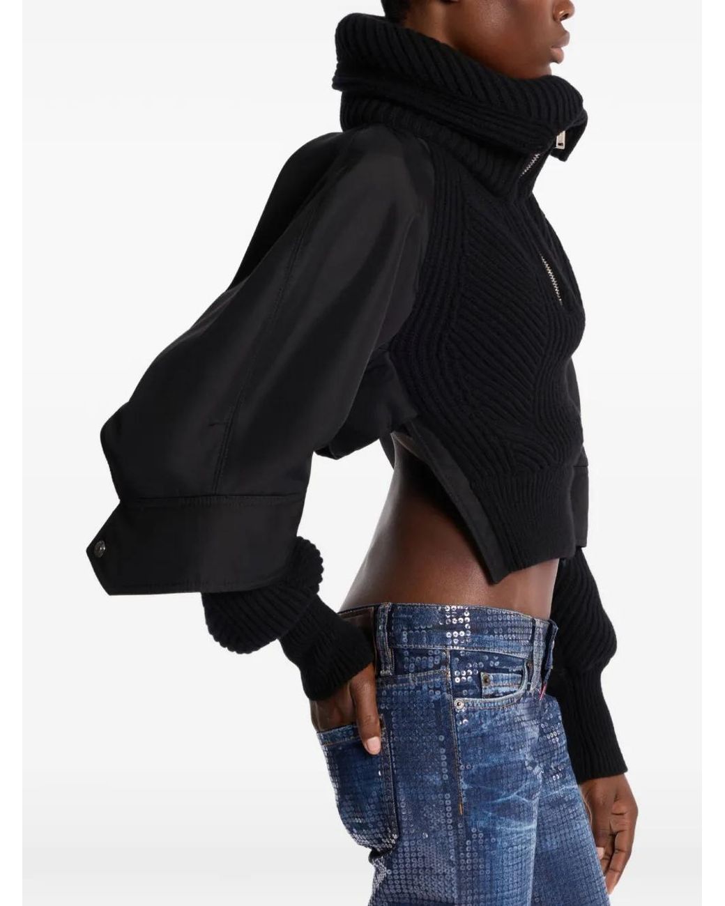DSquared² Black Snowball Knit Kaban Jacket