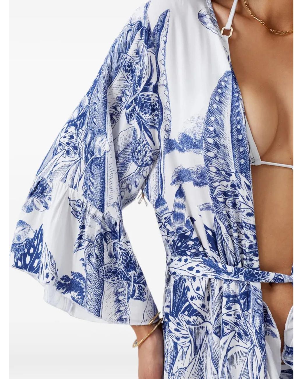 Melissa Odabash Blue Manon Floral-Print Maxi Dress