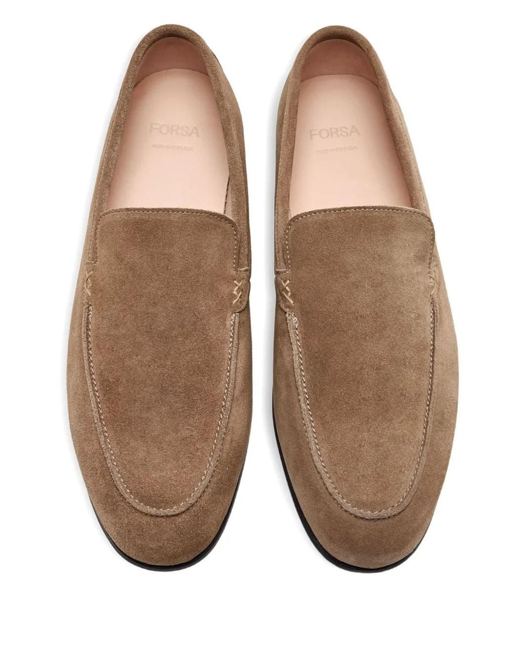 Forsa Brown Stitched Suede Loafers for men