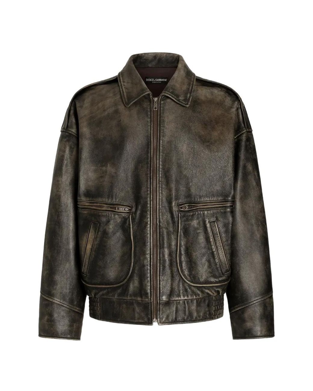 Dolce & Gabbana Green Bull Leather Jacket for men