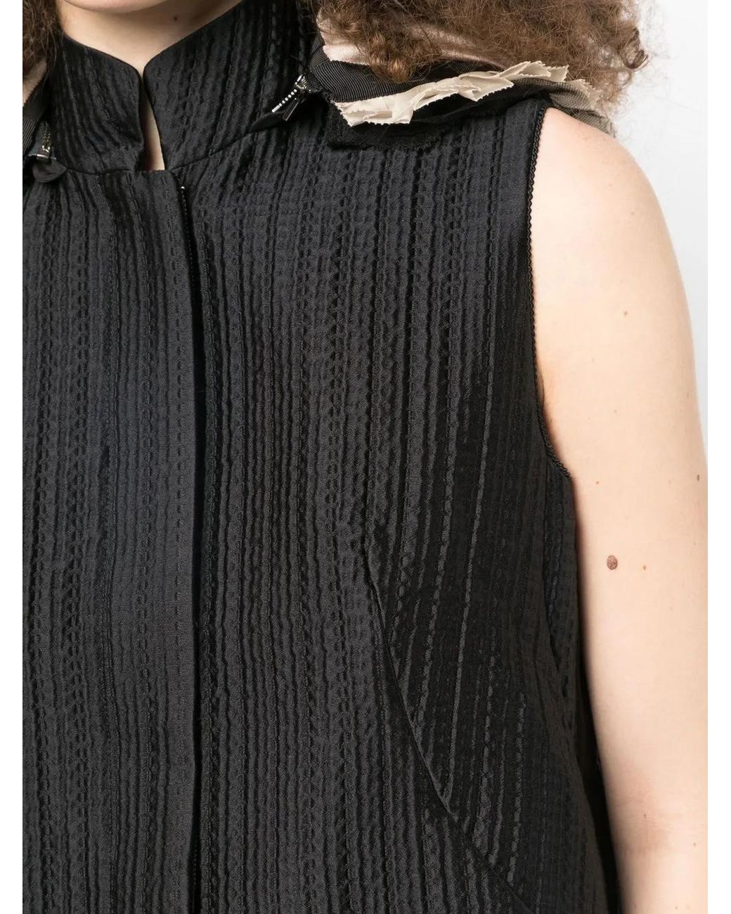 Shiatzy Chen Black Mulberry-Silk Hooded Vest