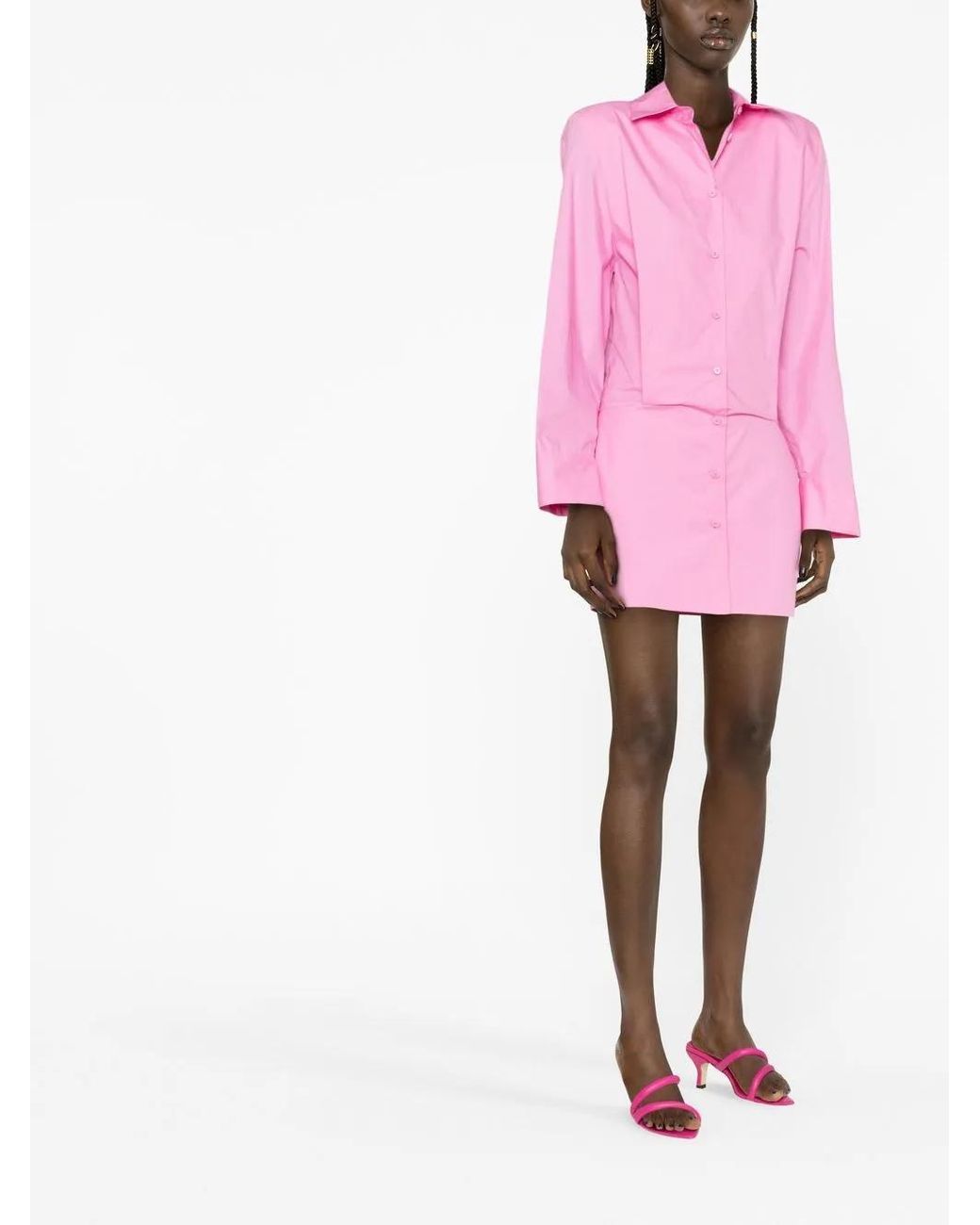 The Attico Pink Margot Cotton Short Dress