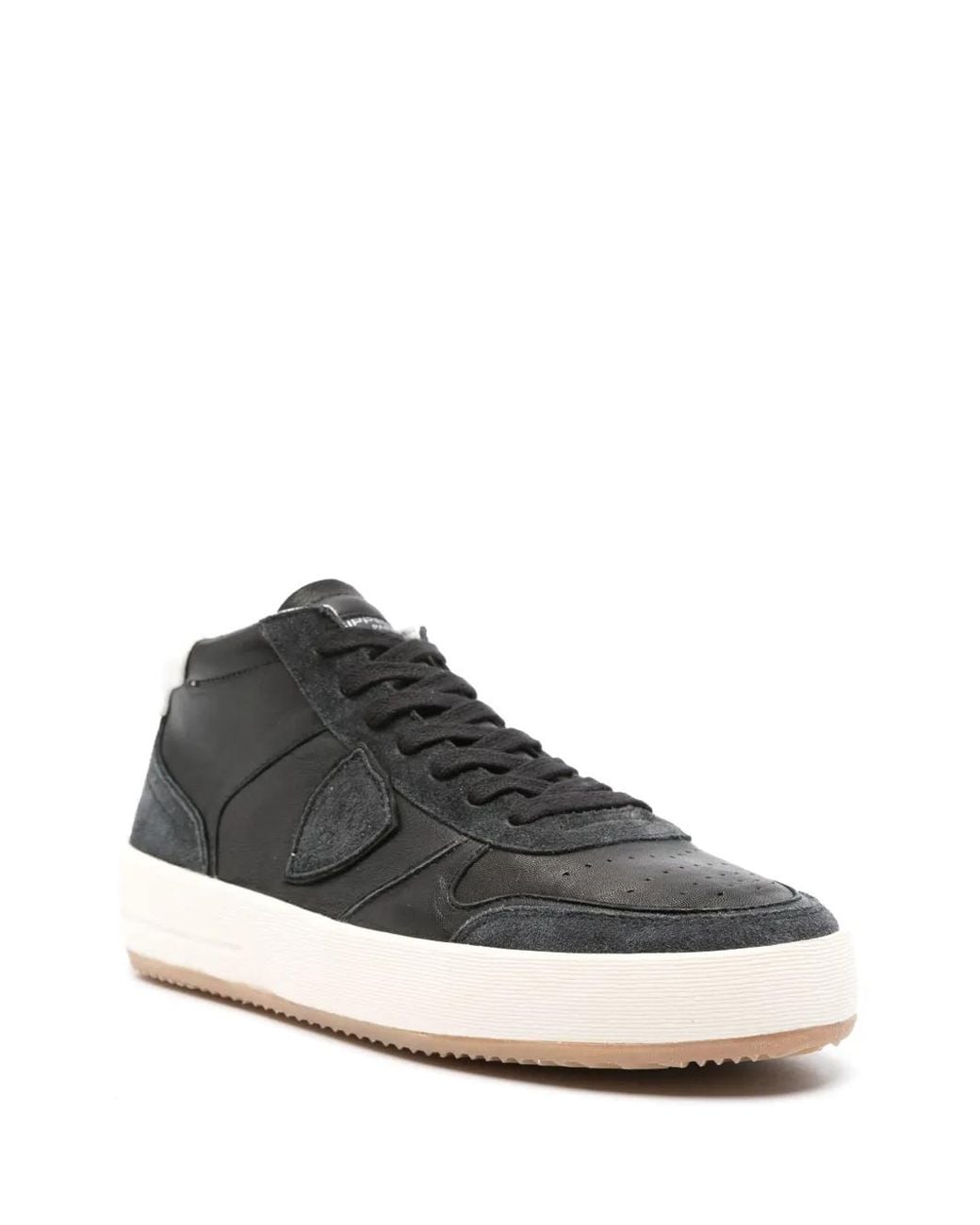 Philippe Model Black Perforated Leather Low-Top Sneakers for men
