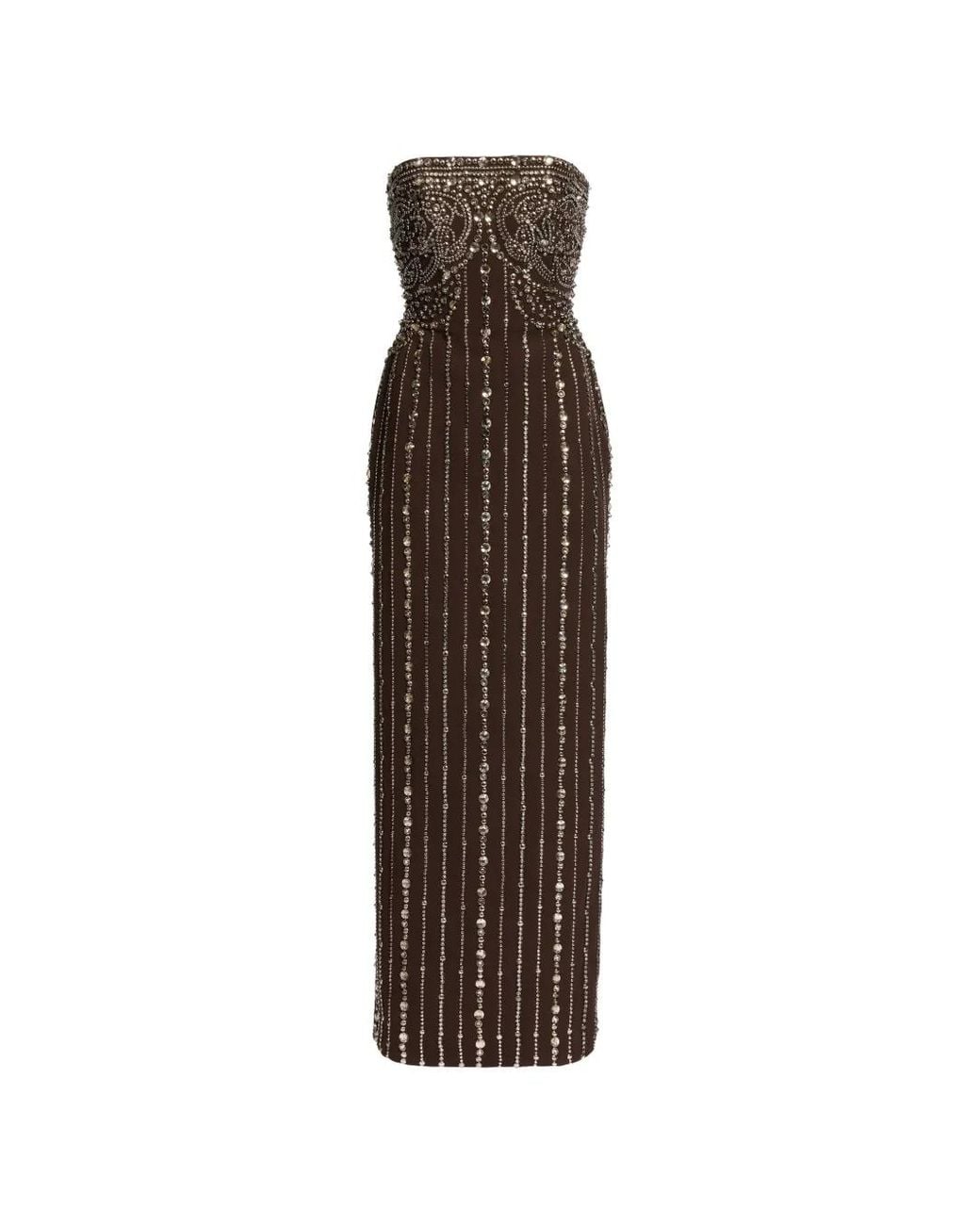 Elie Saab Brown Stud-Embellished Maxi Dress