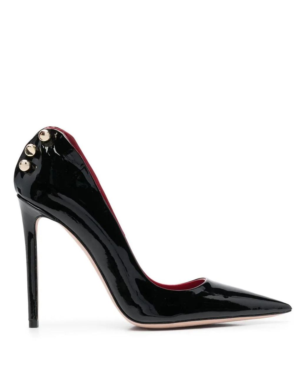HARDOT Black 110Mm Bar-Detail Patent Leather Pumps