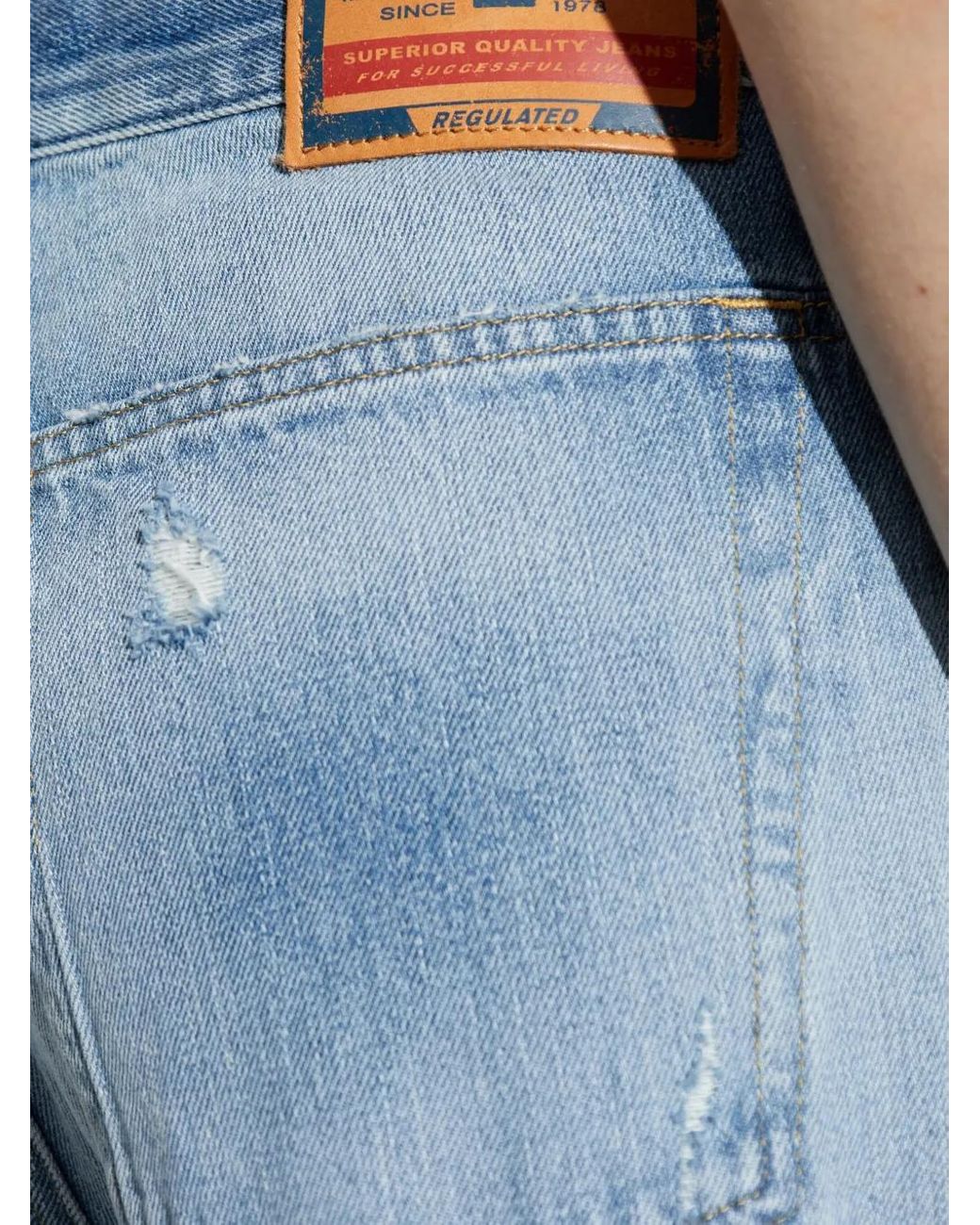 DIESEL Blue Distressed Light-Wash Jeans
