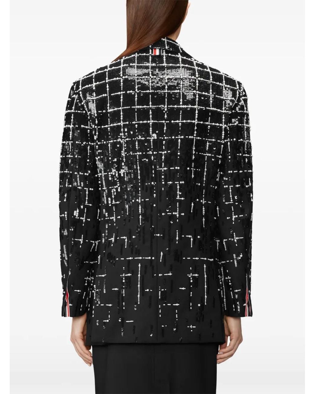 Thom Browne Black Windowpane Sequin-Embellished Blazer