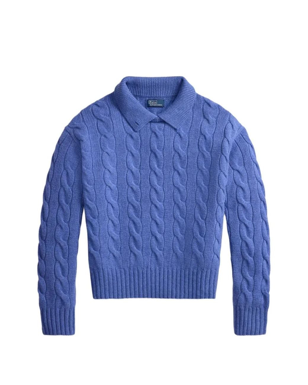 Polo Ralph Lauren Blue Cable-Knit Polo Sweater