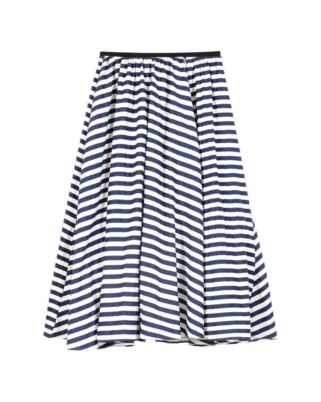 Maje Blue Linen-Blend Midi Skirt