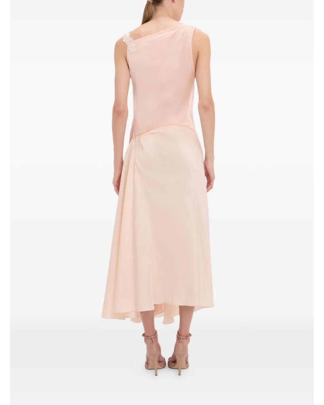 Victoria Beckham White Lace-Trim Midi Dress