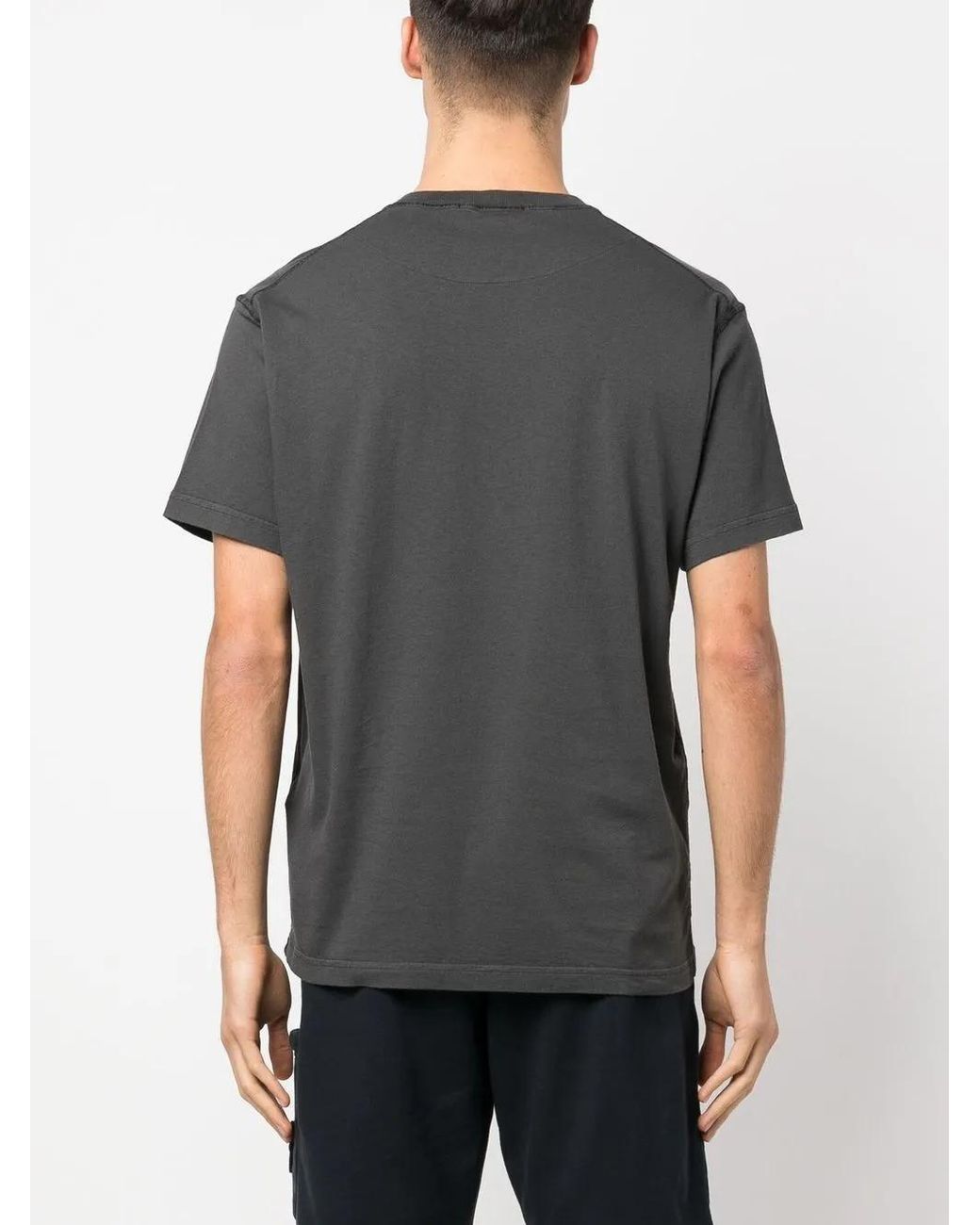 Stone Island Gray Compass-Patch Cotton T-Shirt for men