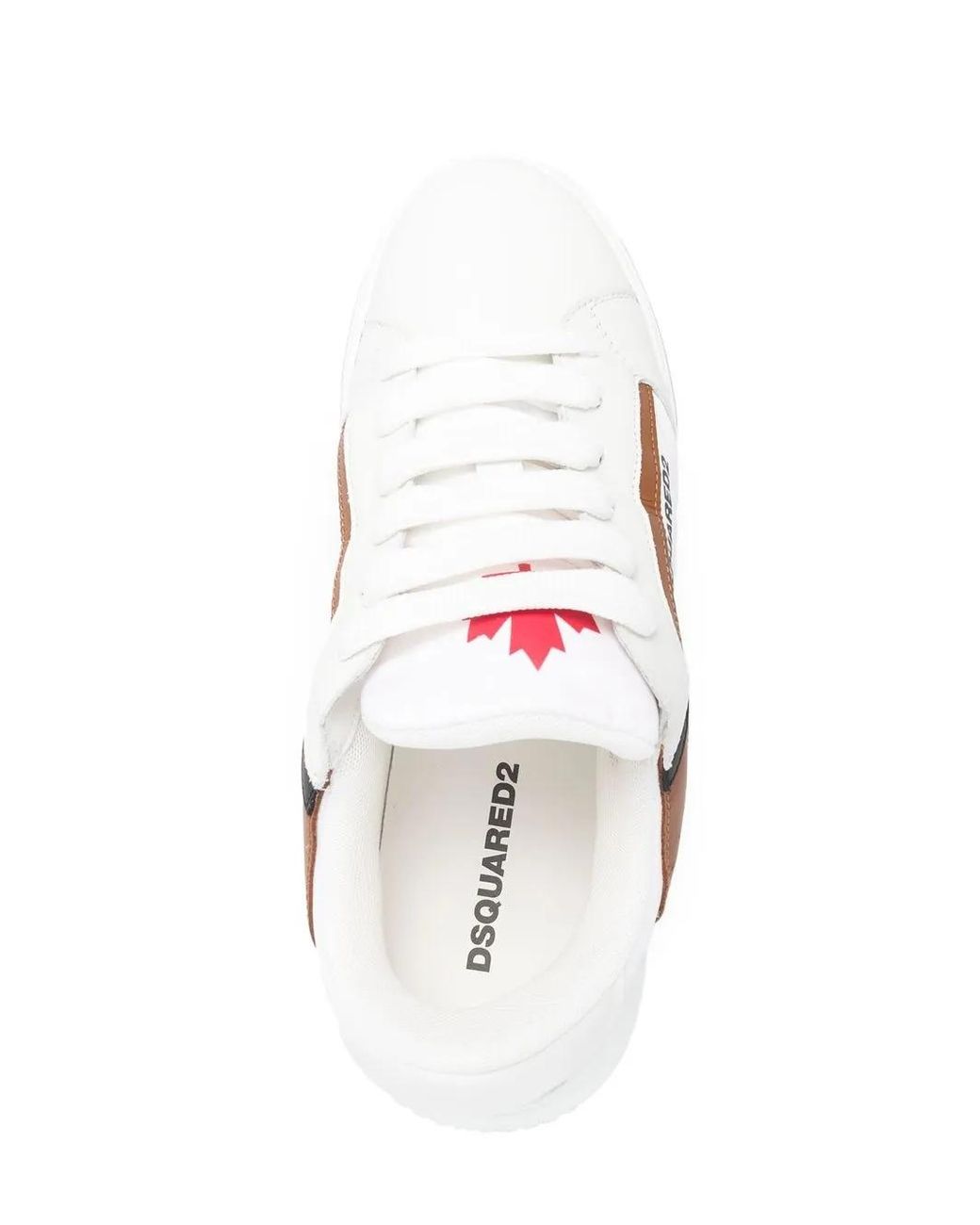 DSquared² White Logo-Print Lace-Up Sneakers for men