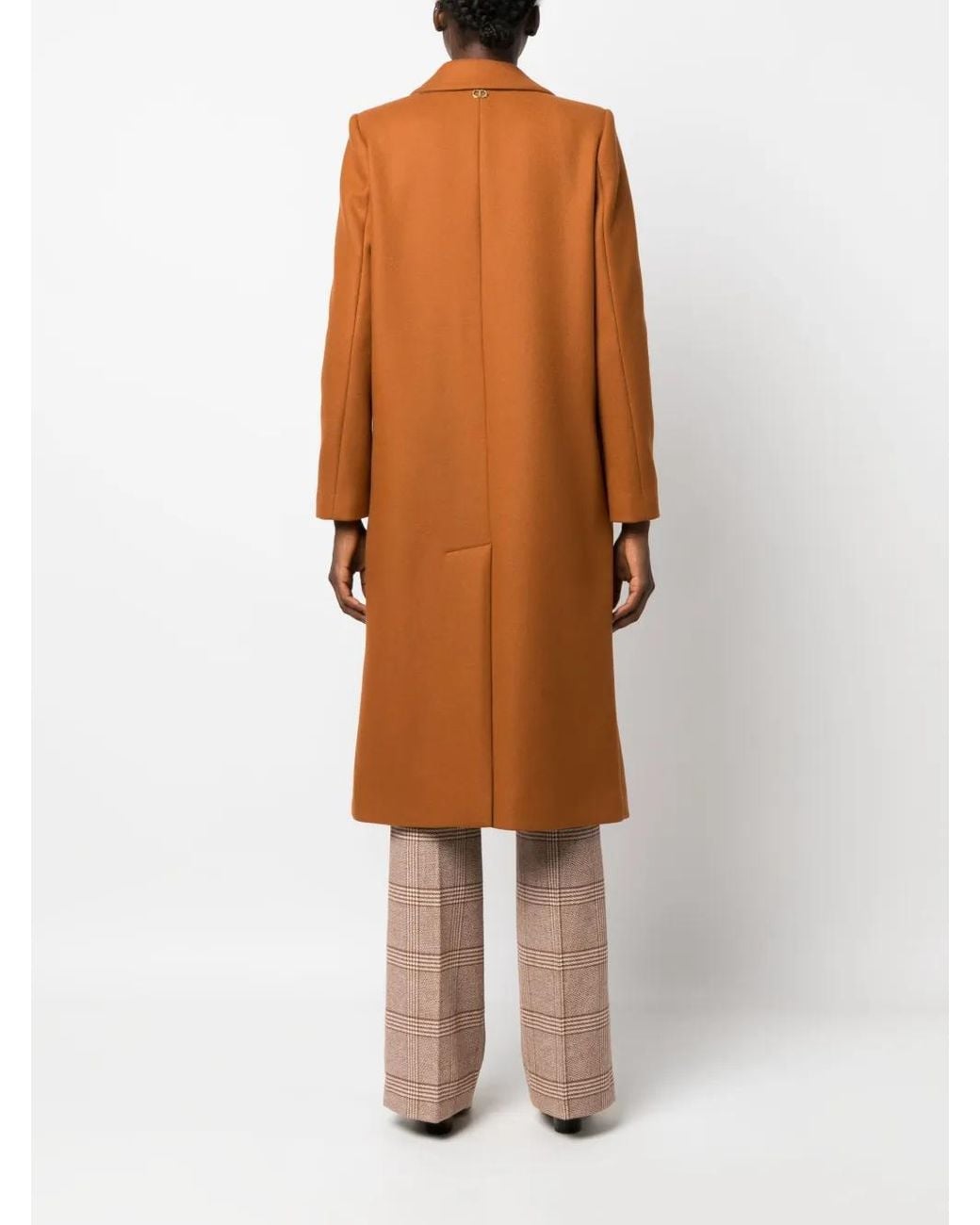Twinset Brown Single-Breasted Belted Coat