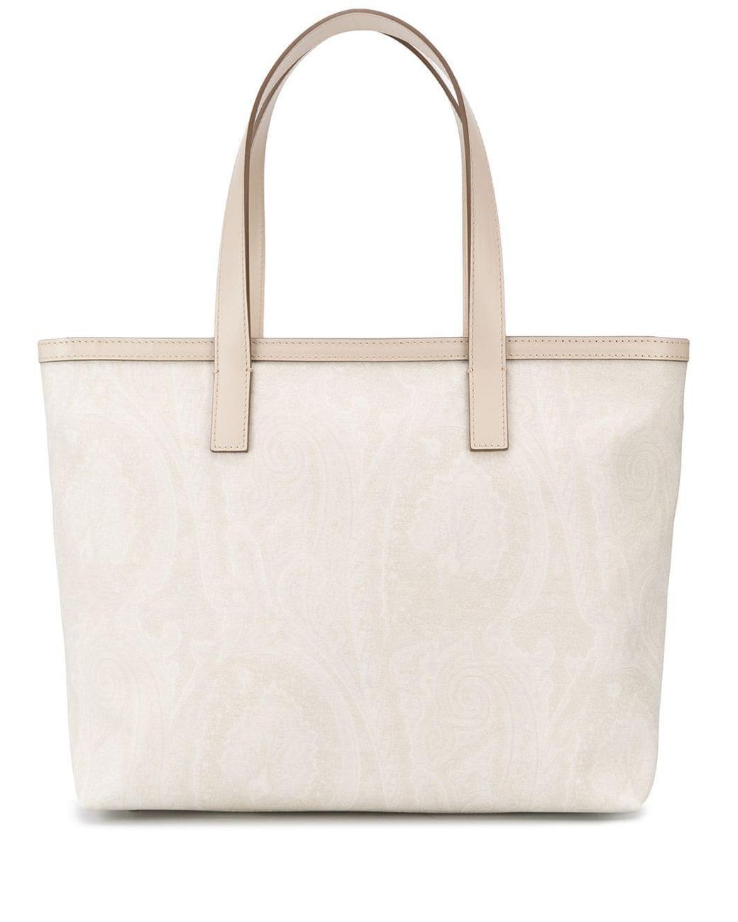Etro Leather Tonal Paisley Print Tote Bag in Natural for Men - Lyst
