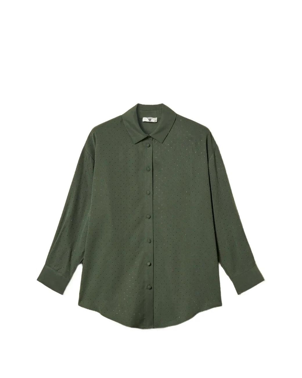 Twinset Green Twill Shirt With Studs