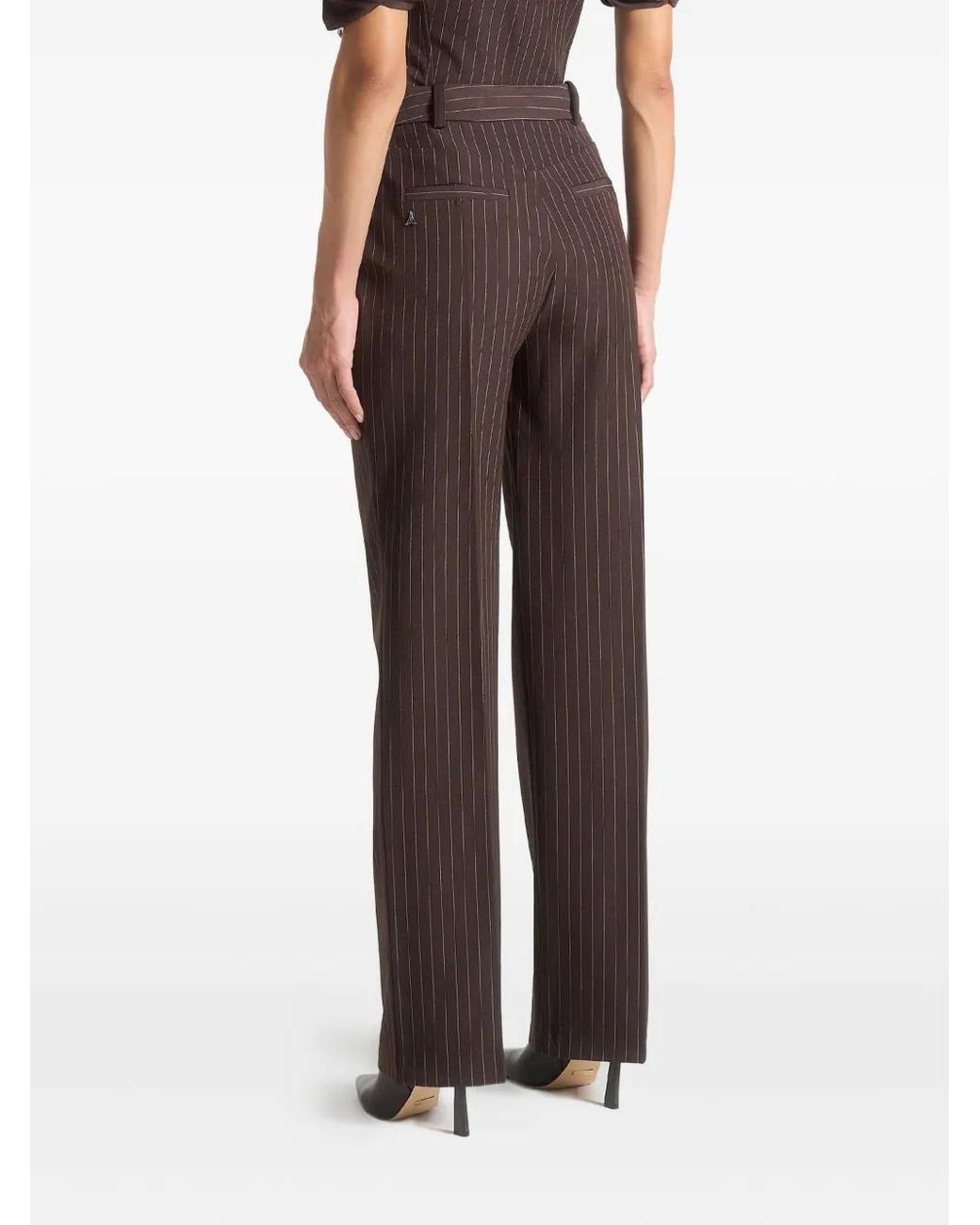 Manière De Voir Brown Julie Pinstripe Twin Pleat Tailored Trousers