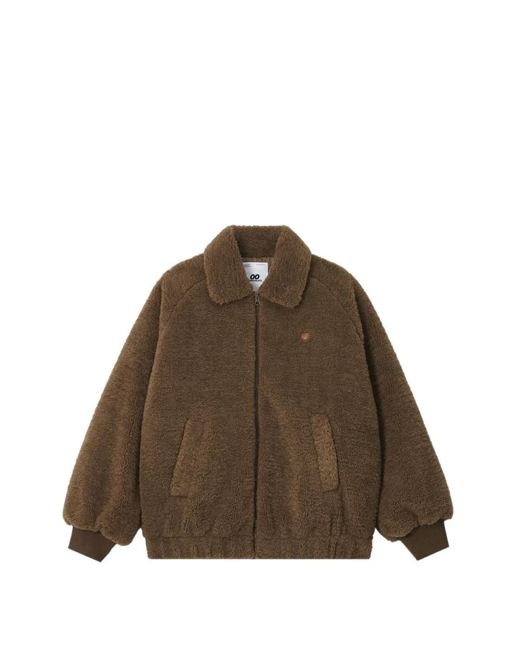 Chocoolate Brown Teddy-Texture Zip-Up Jacket