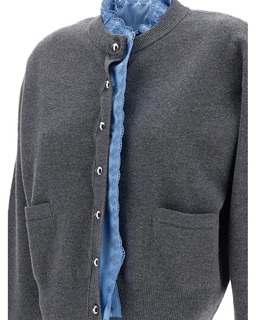 Rabanne Blue Cable-Knit Button-Up Cardigan