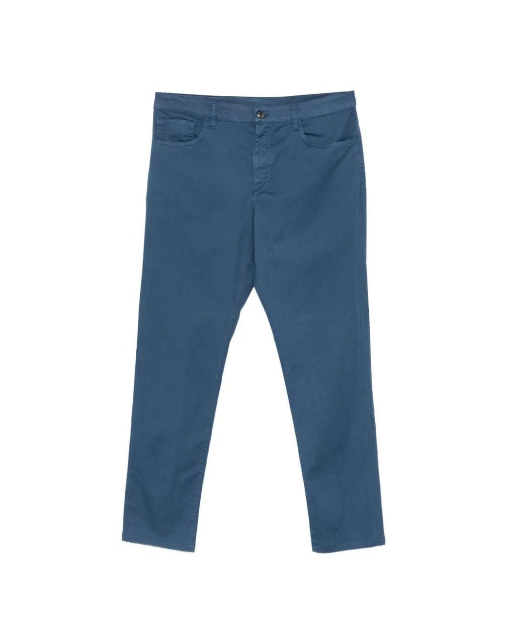 Canali Blue Logo-Patch Trousers for men