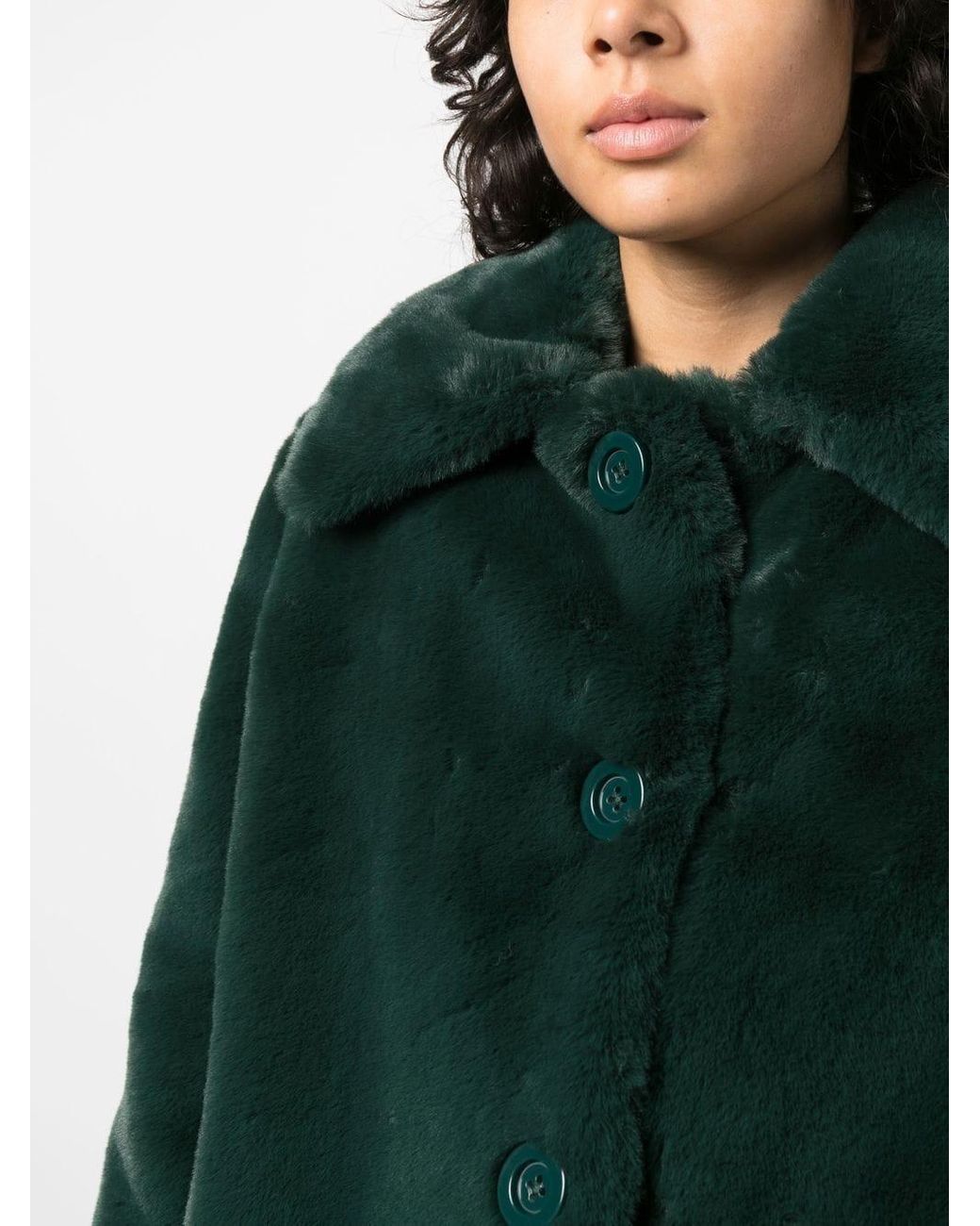 Kate Spade Plush Faux-fur Jacket in Green | Lyst