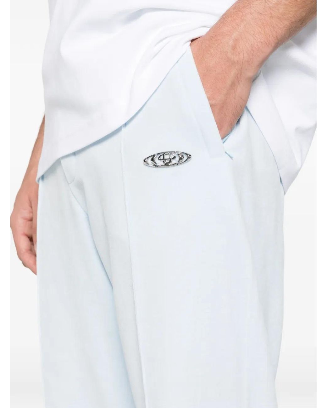 Casablanca White Velour Logo-Plaque Track Pants for men