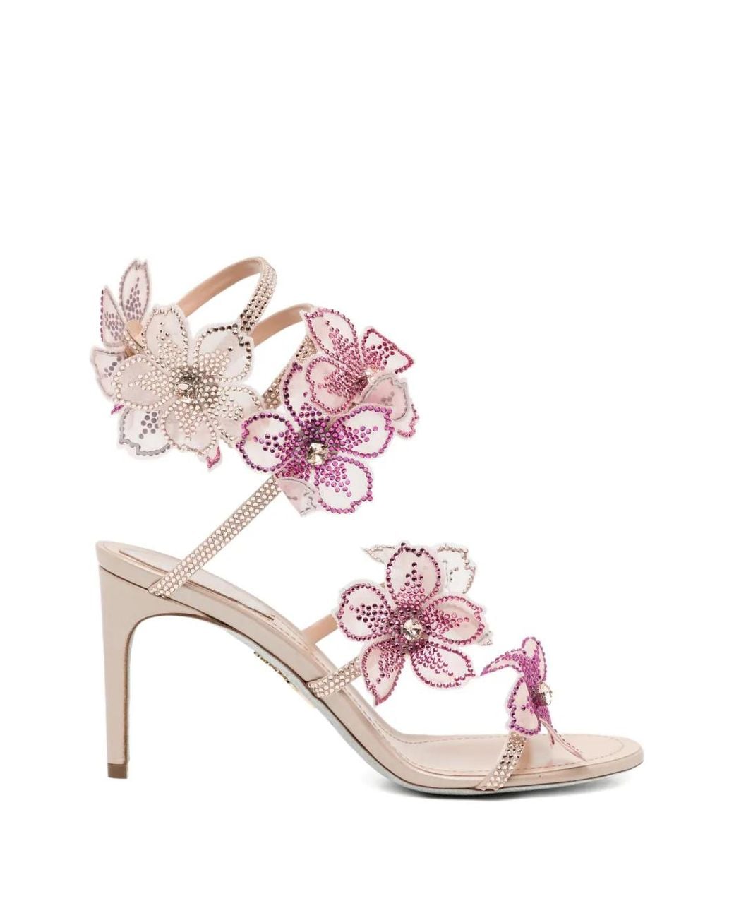 Rene Caovilla Pink Peach Flower Sandals