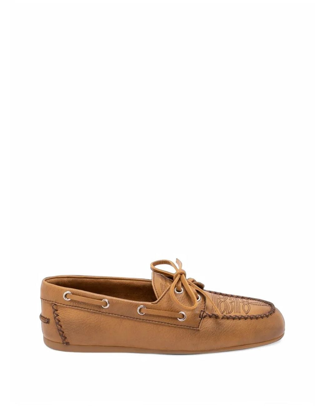 Miu Miu Brown Western-Inspired Embroidered Loafers