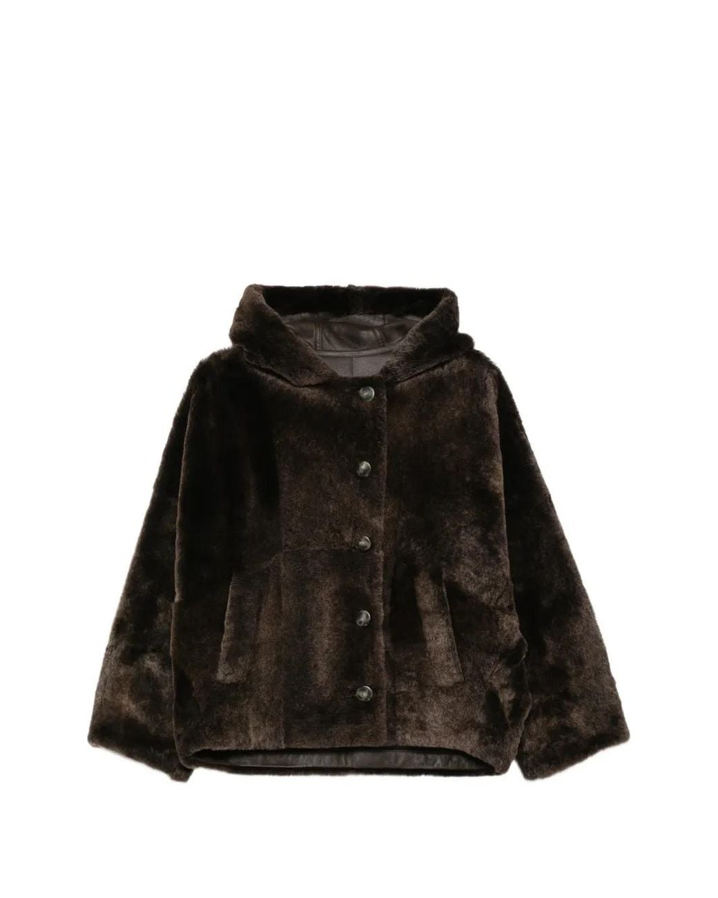 Yves Salomon Black Hooded Button-Fastening Jacket