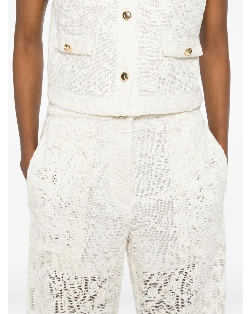 Maje White Giupure Lace Trousers