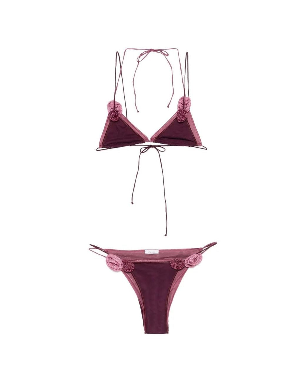 Oseree White Doube Mesh Rose Bikini