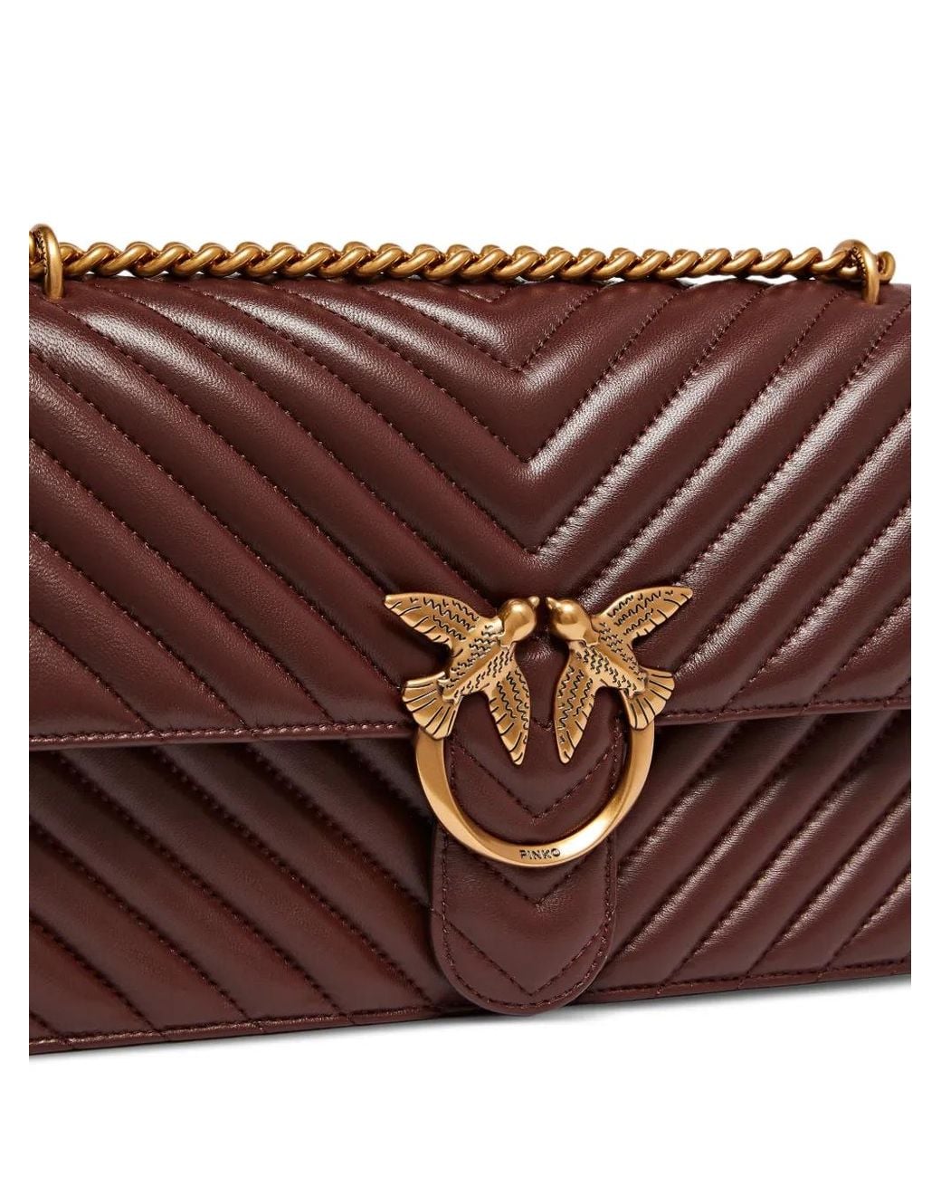 Pinko Brown Medium Shoulder Bag Love Bag One Chevron
