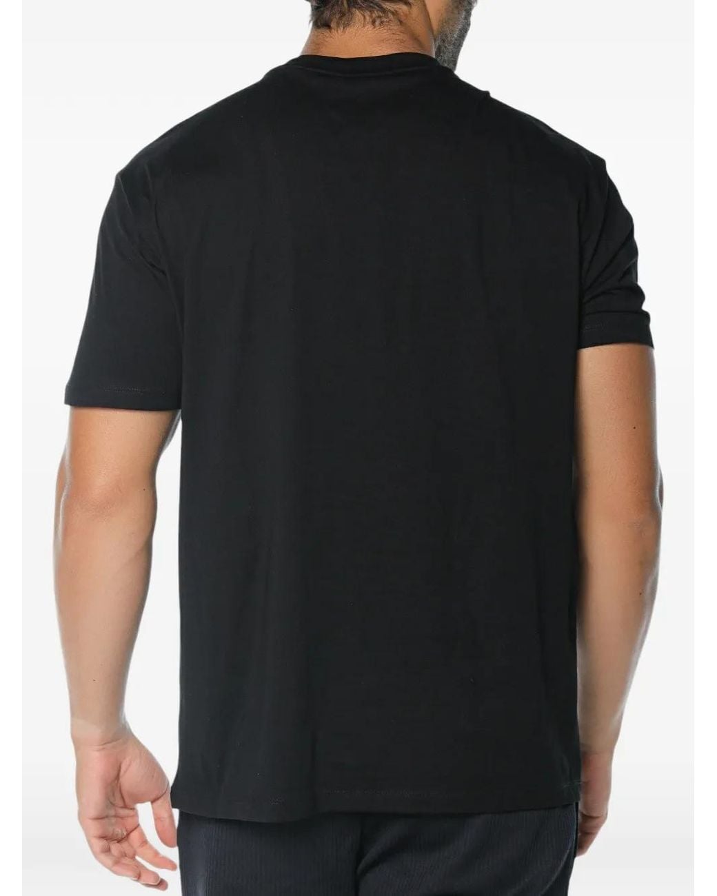 ARMANI EXCHANGE Black Logo-Embossed Cotton T-Shirt for men