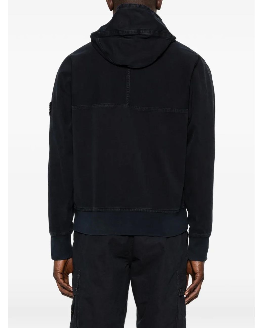 Stone Island Black 6100068 Organic Panama Cotton 'Old' Effect Hooded Jacket for men