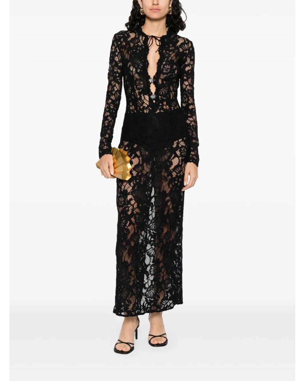 MANURI Laced Midi Dress in Black | Lyst