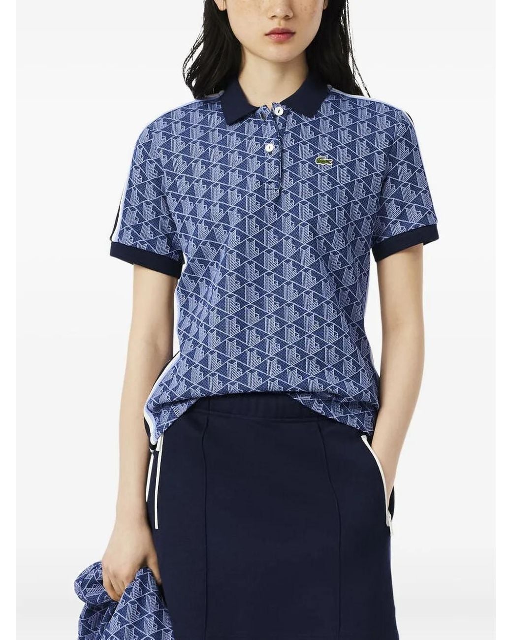 Lacoste Blue Monogram-Jacquard Polo Shirt