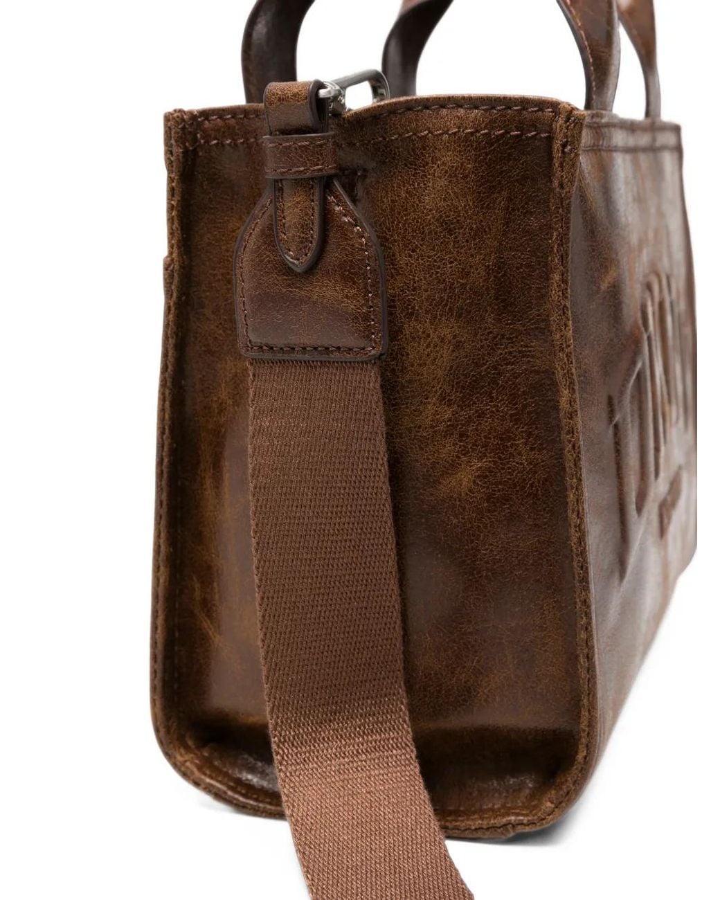DKNY Brown Embossed-Logo Leather Tote Bag