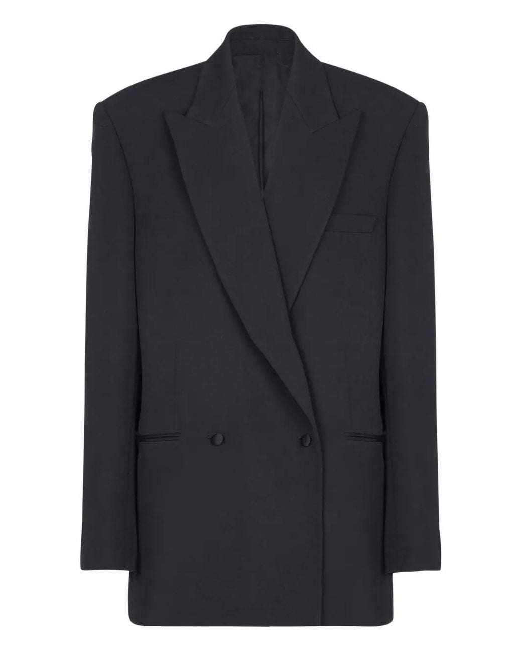 Balmain Blue Grain-De-Poudre Double-Breasted Blazer
