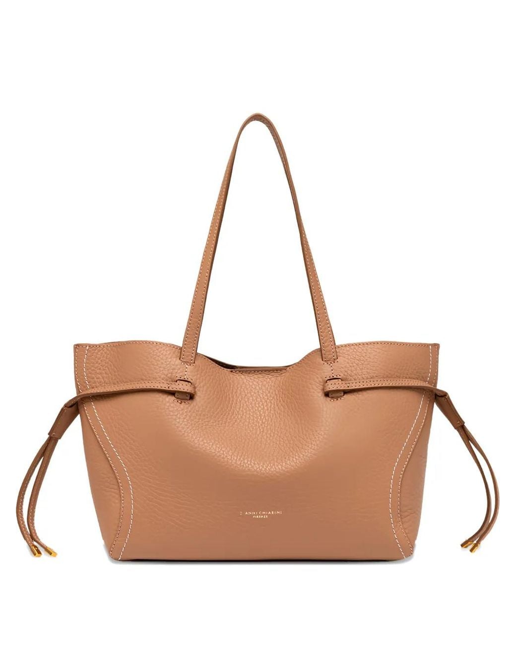 Gianni Chiarini Brown Side-Drawstring Open-Top Tote Bag