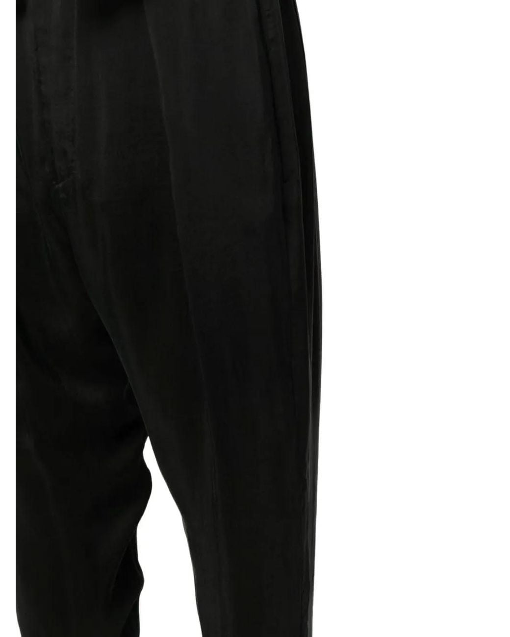 Tessitura Black Tapered Drop-Crotch Trousers for men