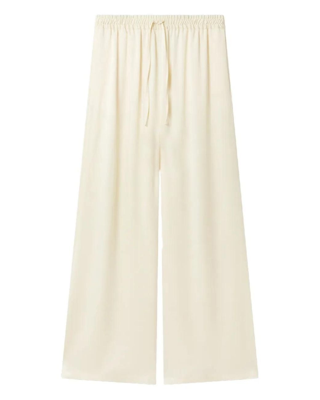 Stella McCartney Natural Oversized Drawstring Satin Pants