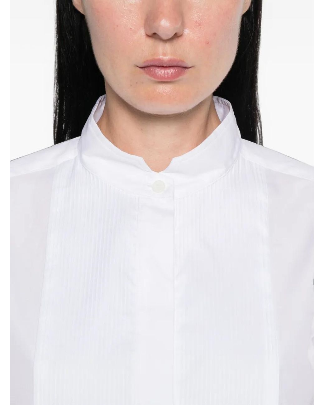 Seafarer White Bib-Front Band-Collar Shirt